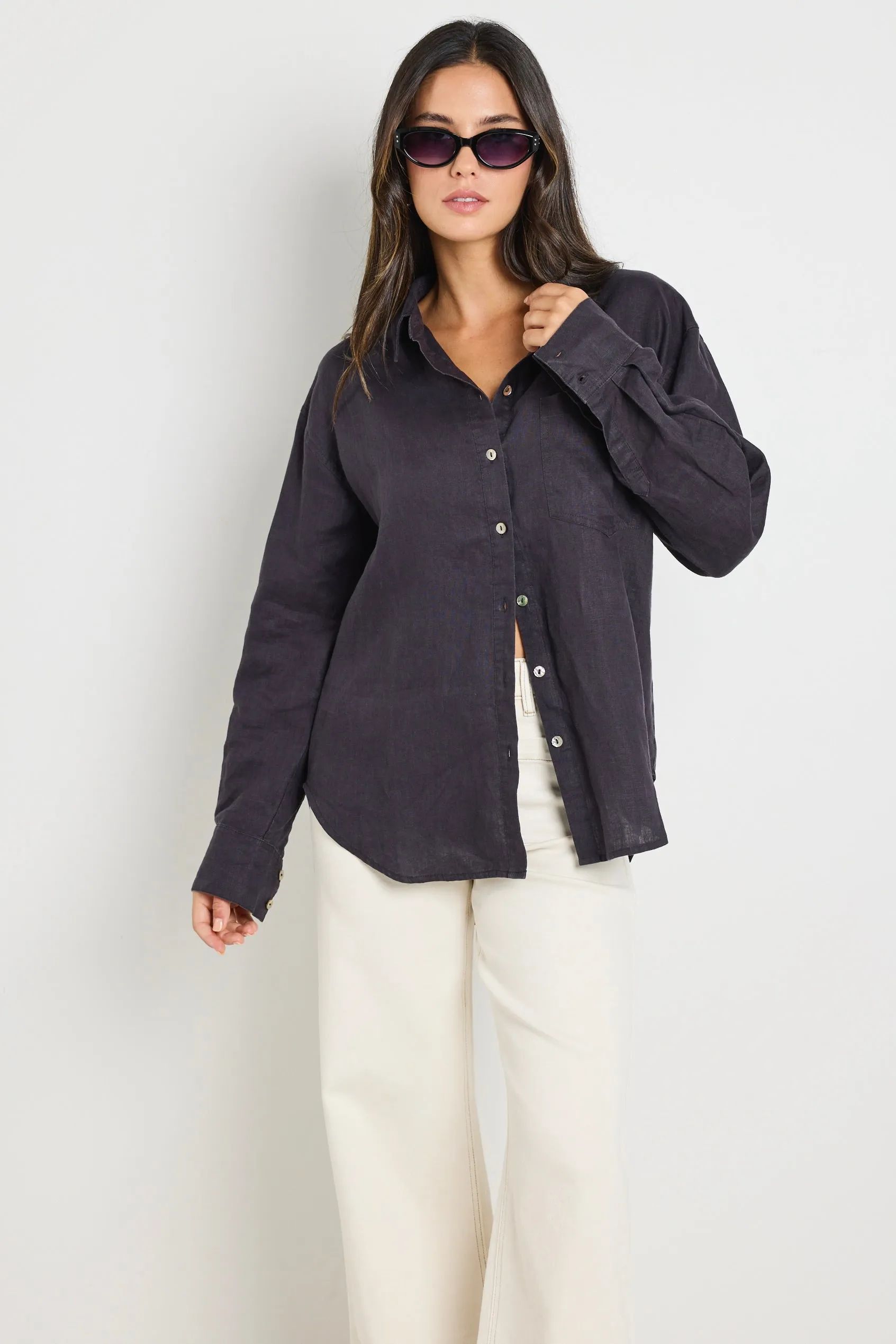 Optimum Charcoal Linen Classic Shirt