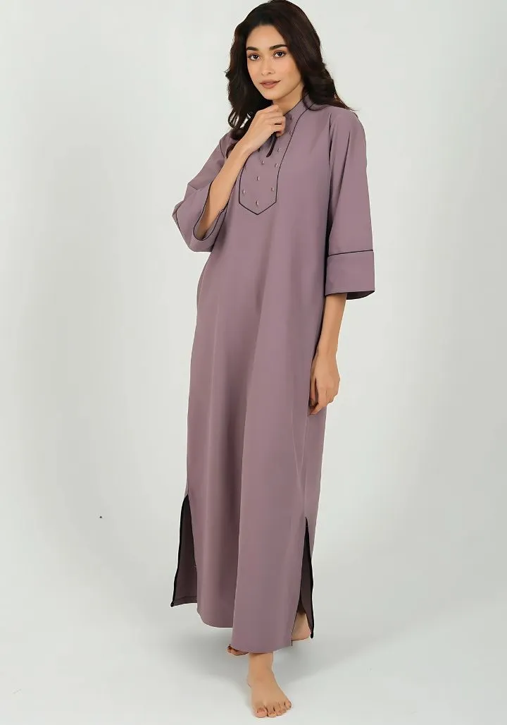 Orchid Haze – Embroidered Yoke Nighty
