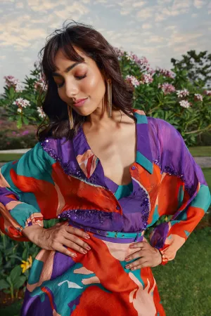 Organza printed shirt with a bralette.