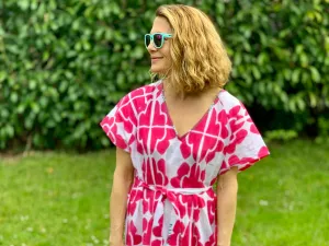 Pink Butterfly Sundress / Long Kaftan