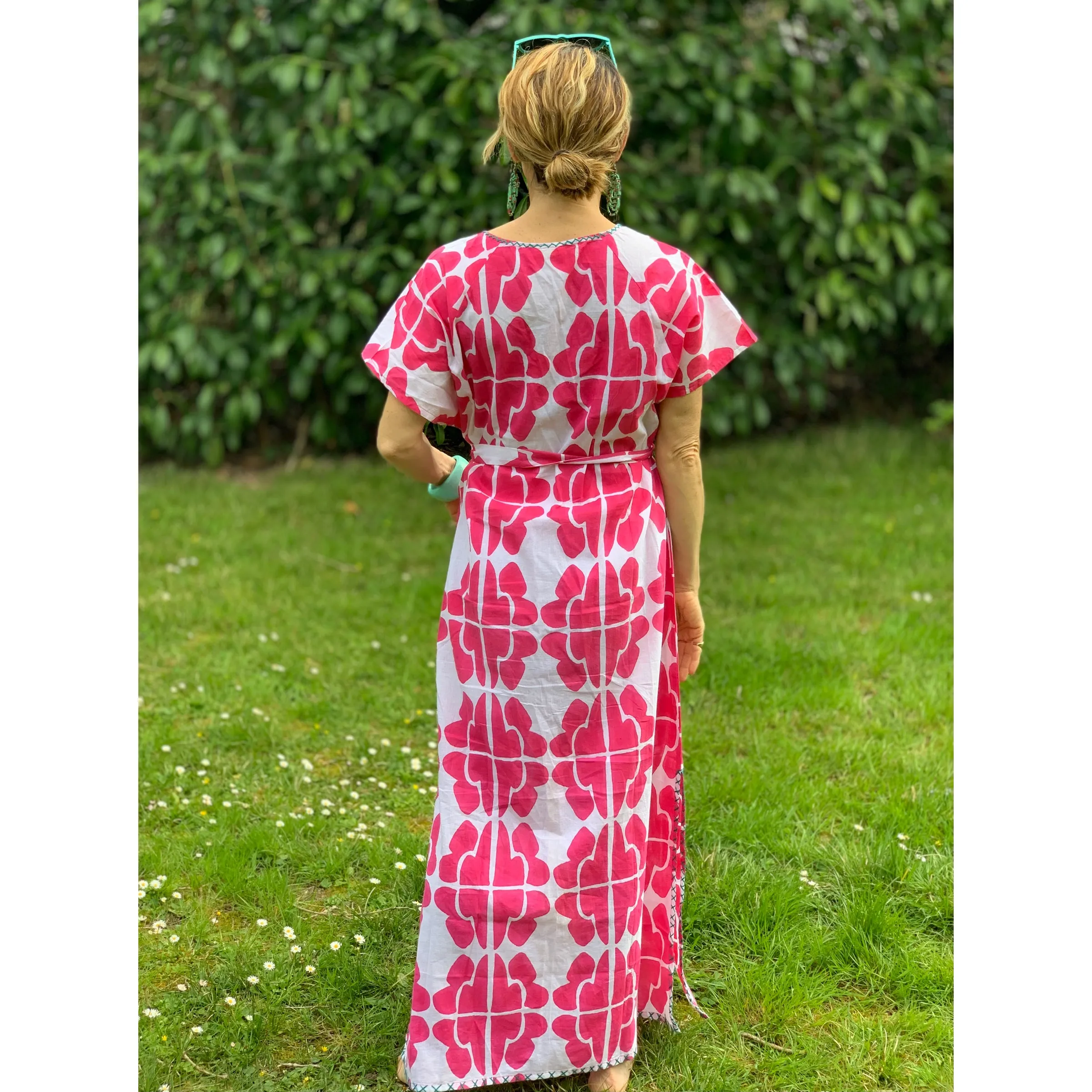 Pink Butterfly Sundress / Long Kaftan