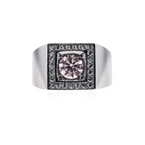 Platinum light Pink Sapphire and and Diamond Ring Jefe