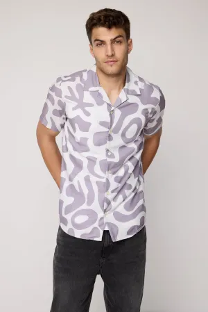 Plum Beachy Printed Men's Relaxed Shirt