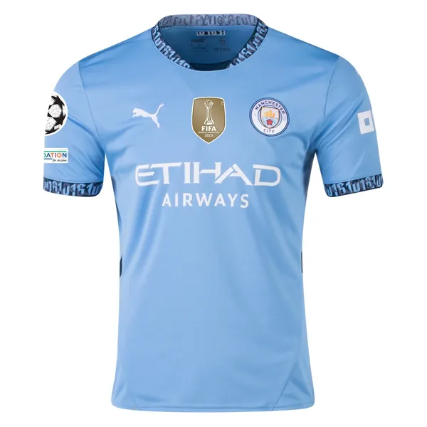 Puma Manchester City John Stones Home Jersey w/ Champions League   Club World Cup Patch 24/25 (Team Light Blue/Marine Blue)