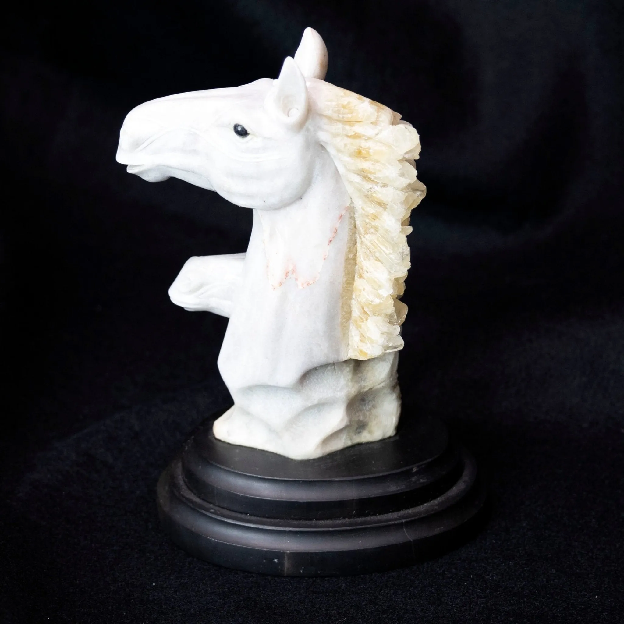 Quartz and Calcite Two Horse Head Statue