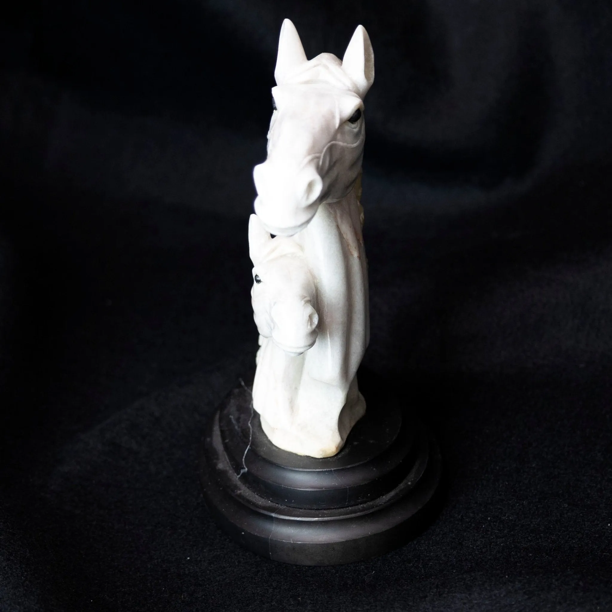 Quartz and Calcite Two Horse Head Statue