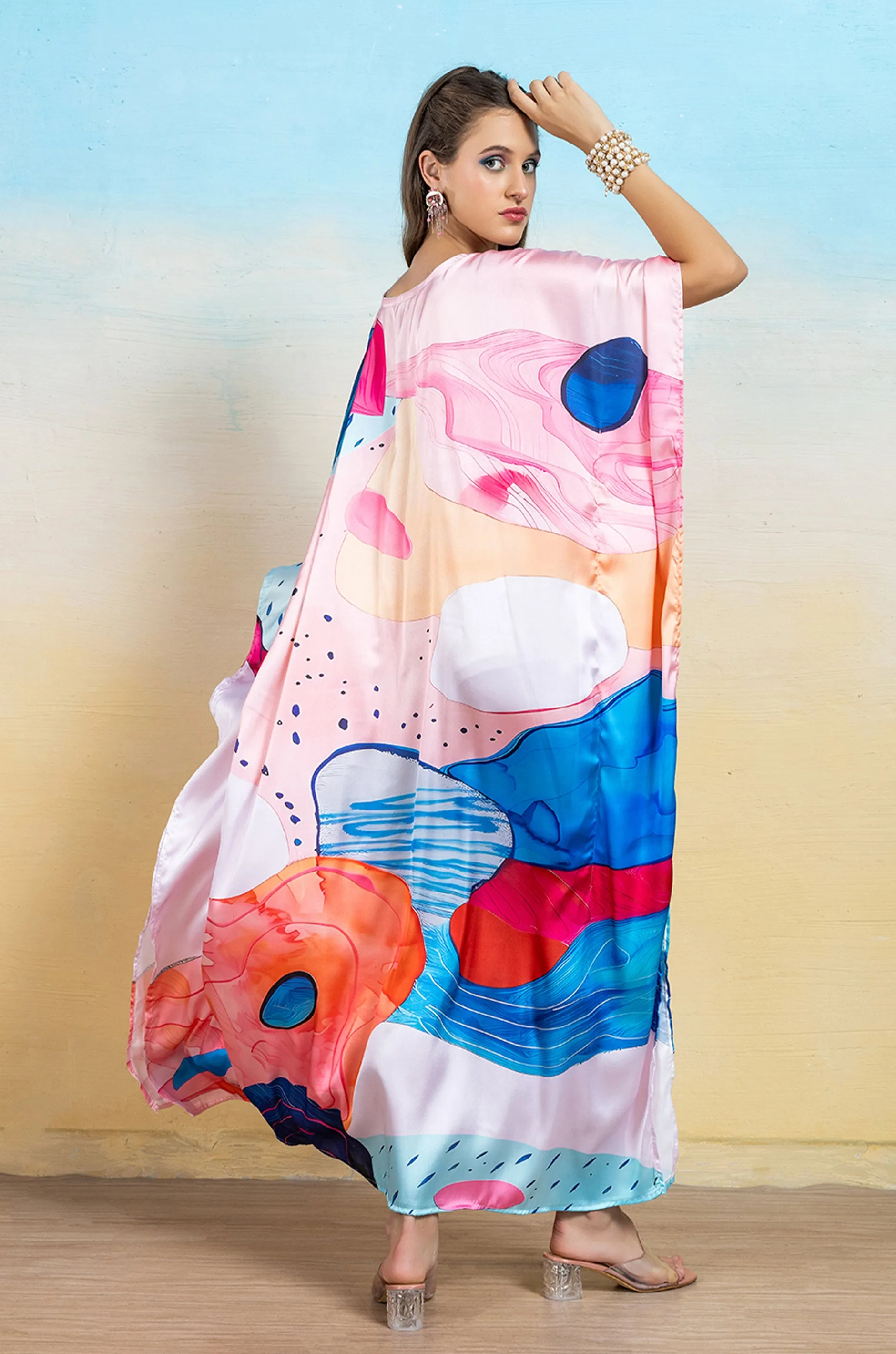 Radiance Drift Soft Satin Women Dress Kaftan