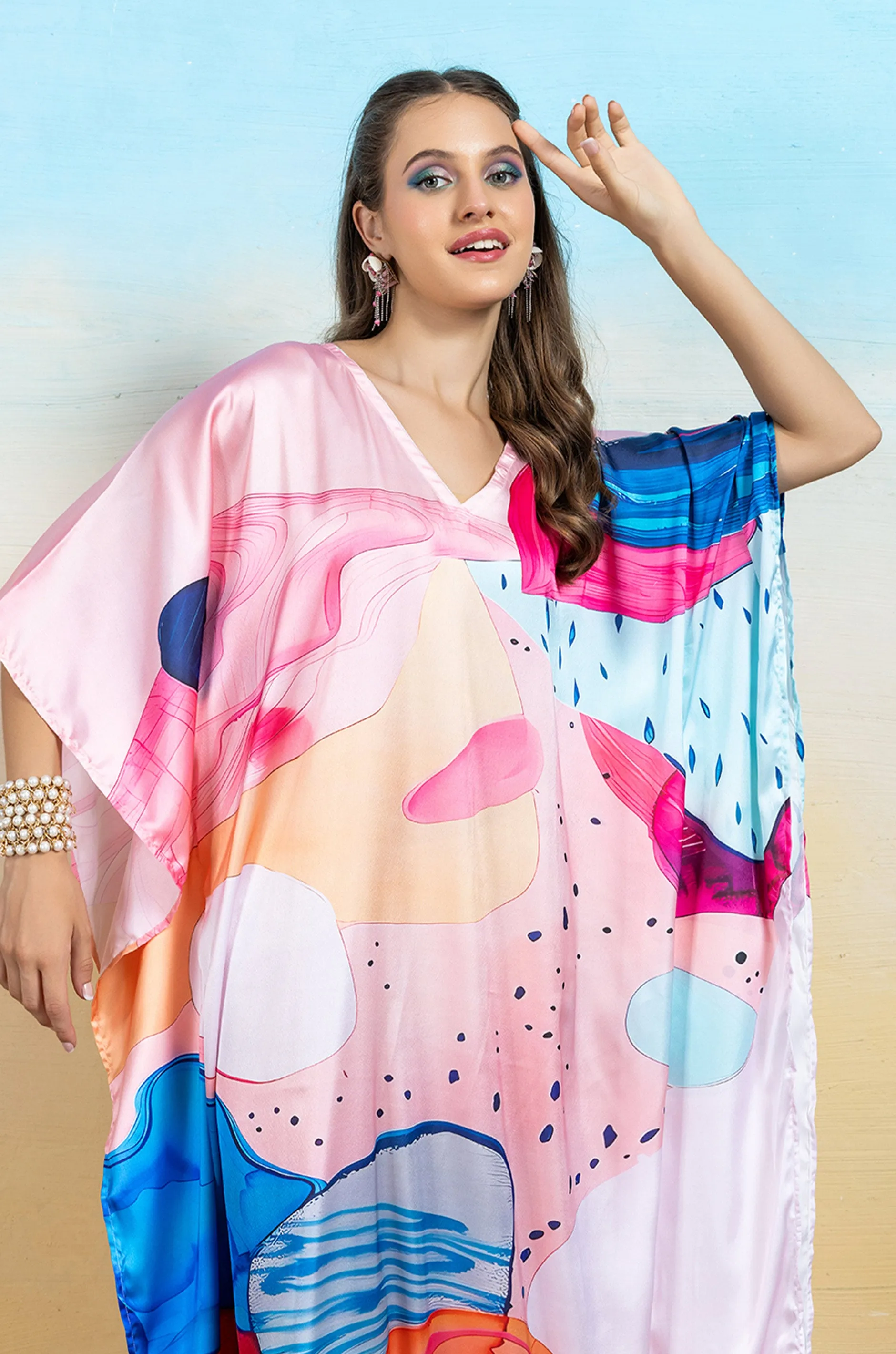 Radiance Drift Soft Satin Women Dress Kaftan
