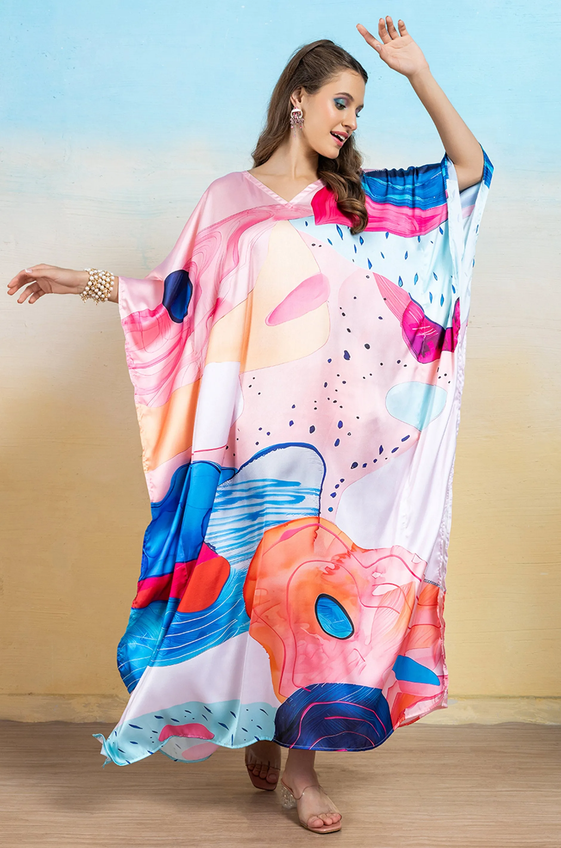 Radiance Drift Soft Satin Women Dress Kaftan