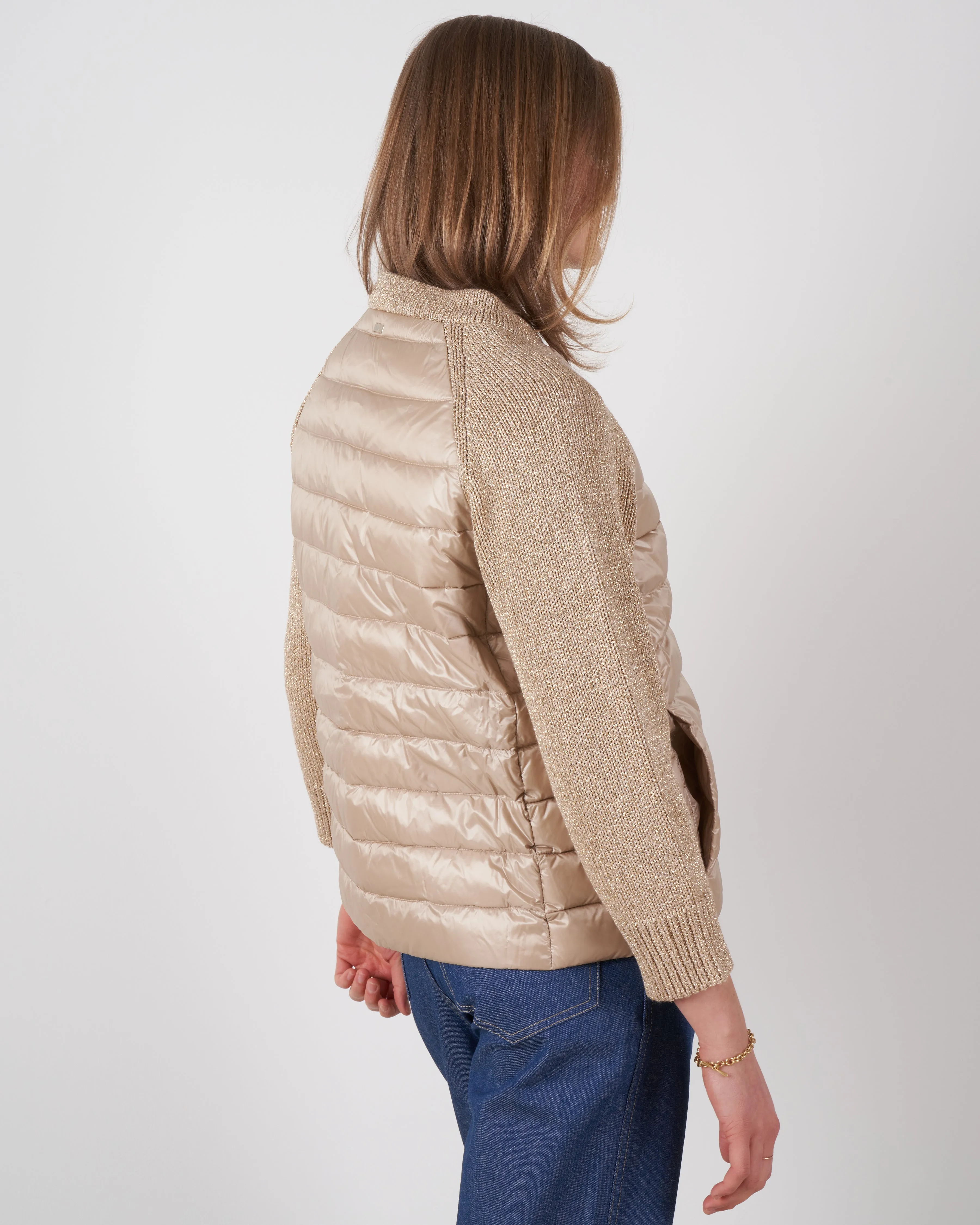 raglan sweater with lurex sleeve - champagne