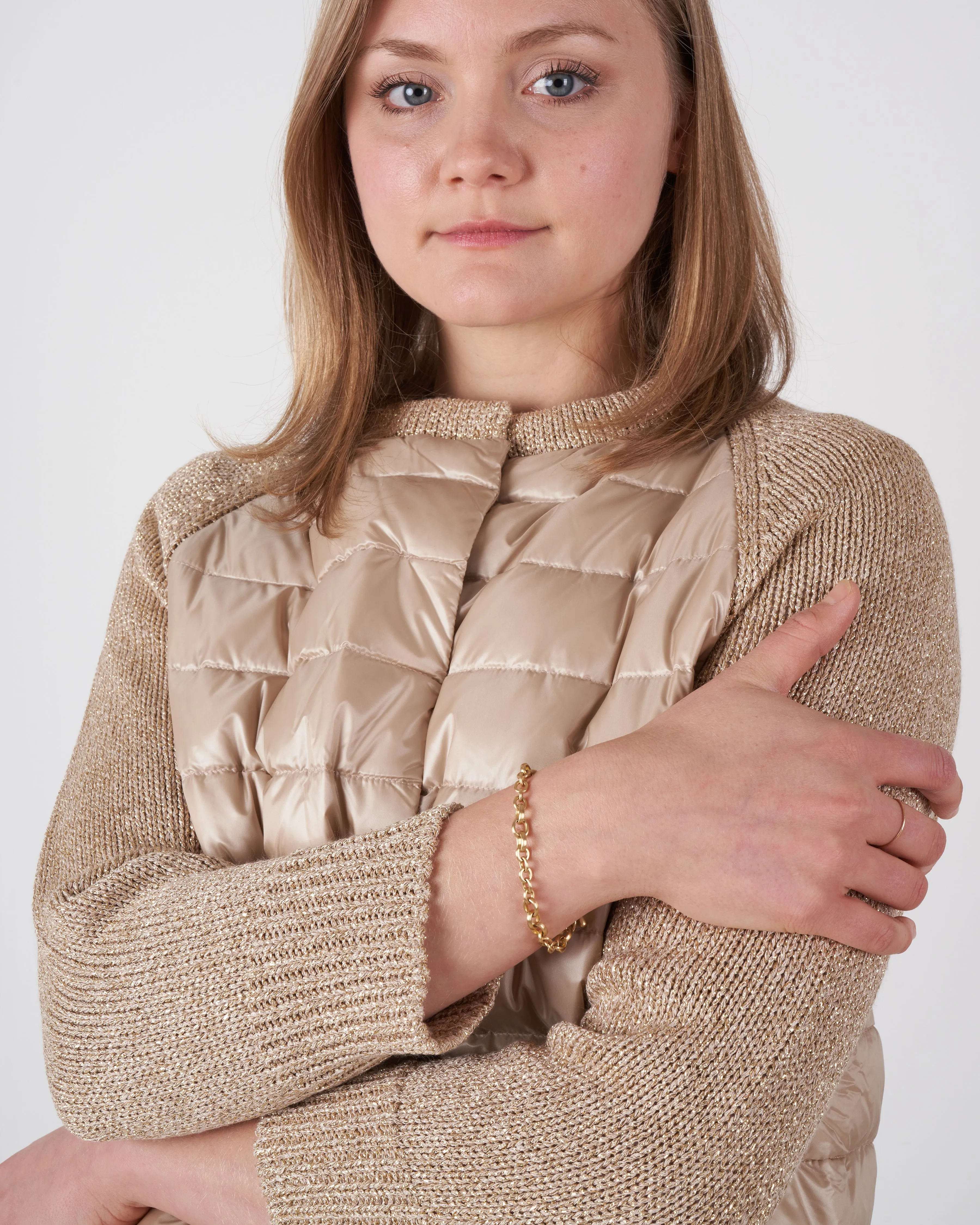 raglan sweater with lurex sleeve - champagne