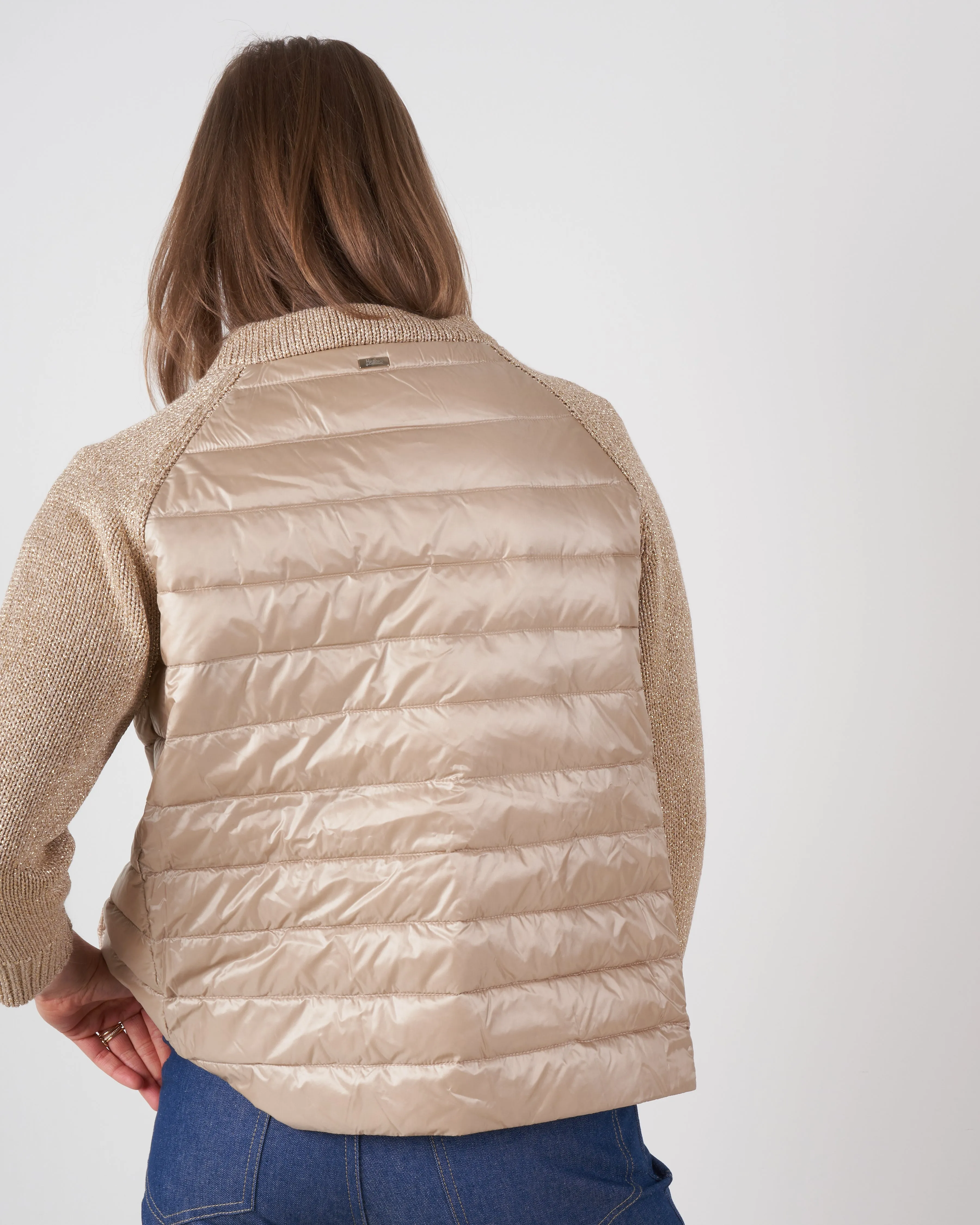 raglan sweater with lurex sleeve - champagne