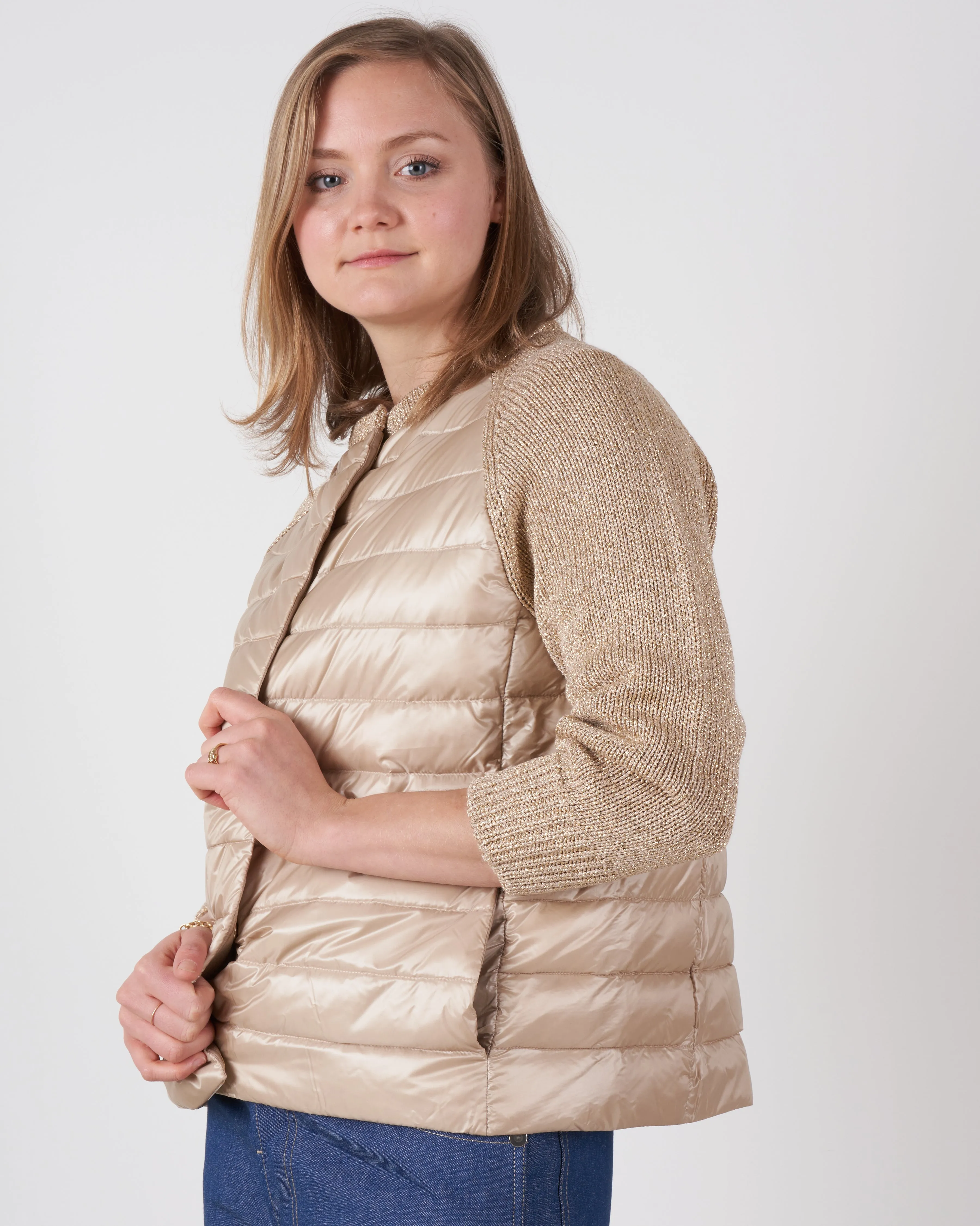 raglan sweater with lurex sleeve - champagne