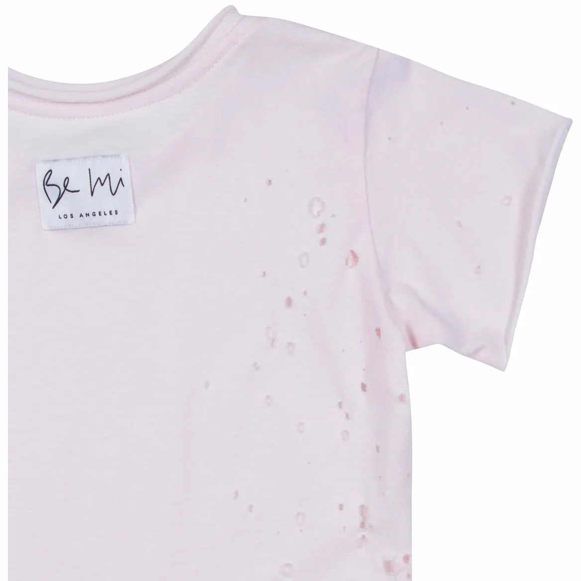Raw Edge Tee Burned Out Holes Pink
