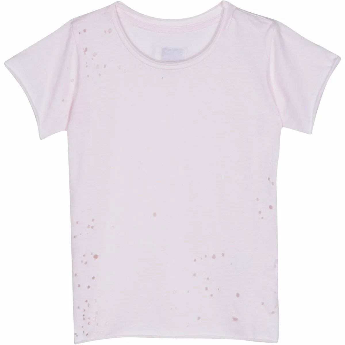 Raw Edge Tee Burned Out Holes Pink