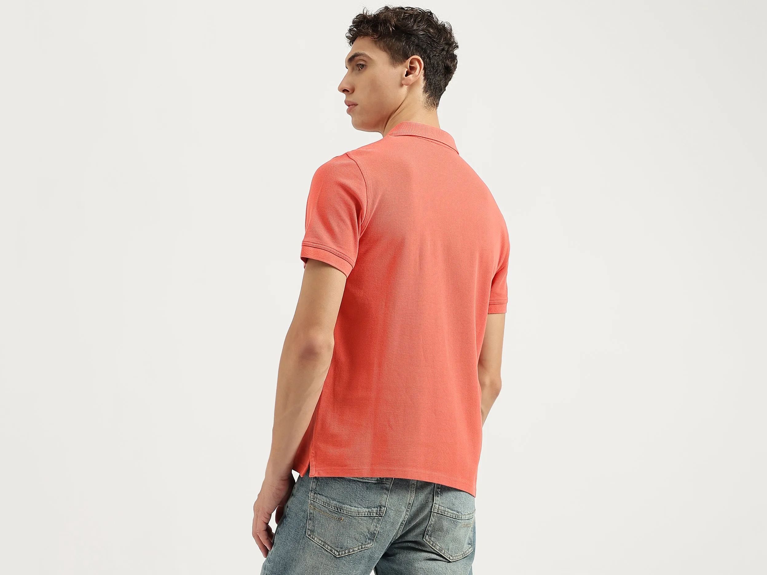 Relaxed Fit Polo Neck Solid Tshirt