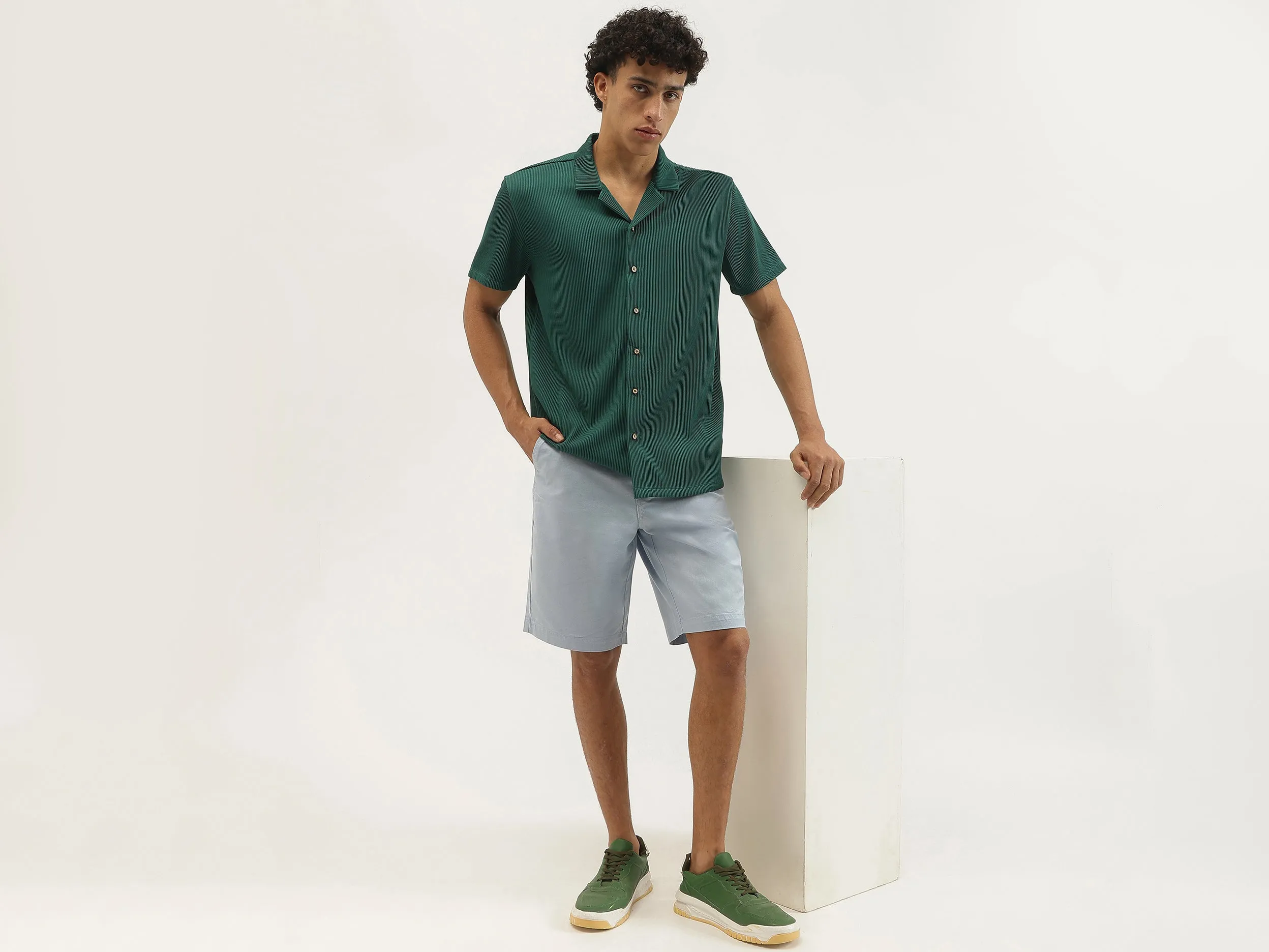 Relaxed Fit Resort Collar Pinstripes Shirt