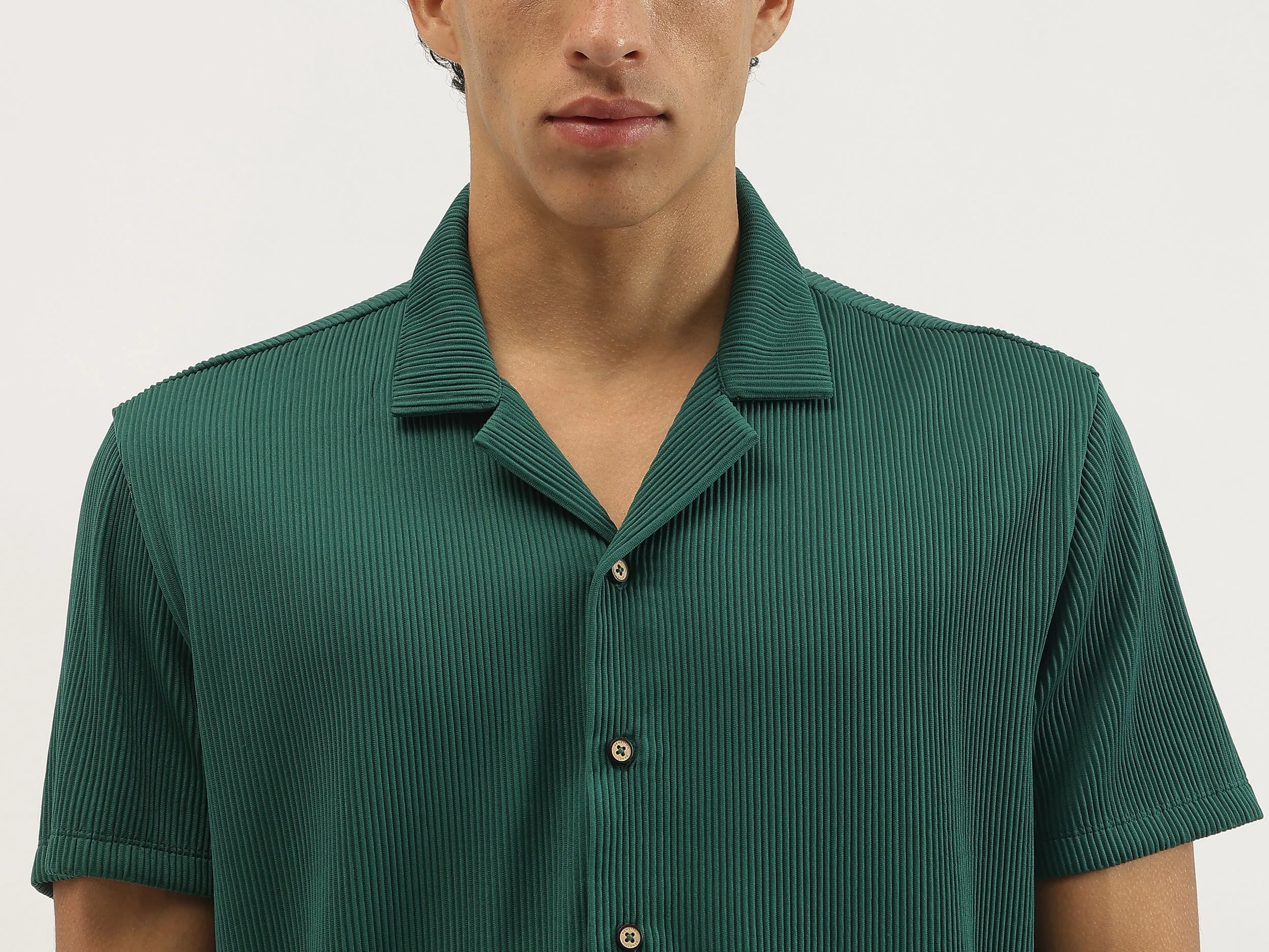 Relaxed Fit Resort Collar Pinstripes Shirt