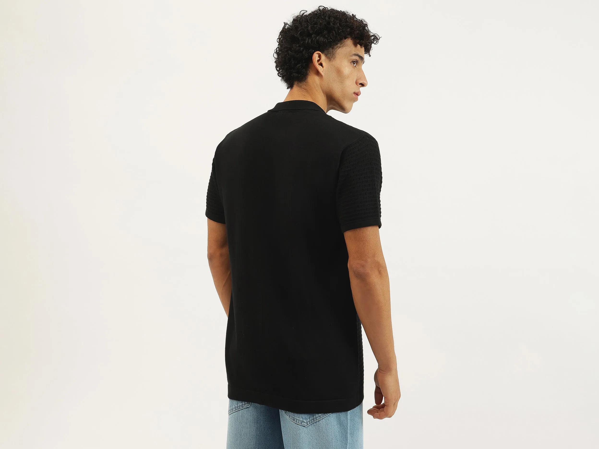 Relaxed Fit Spread Collar Textured Shirt