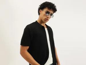 Relaxed Fit Spread Collar Textured Shirt