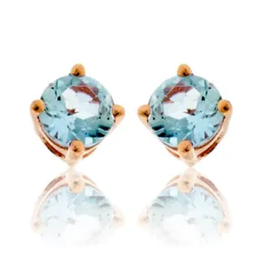 Round Cut Aquamarine Stud Earrings