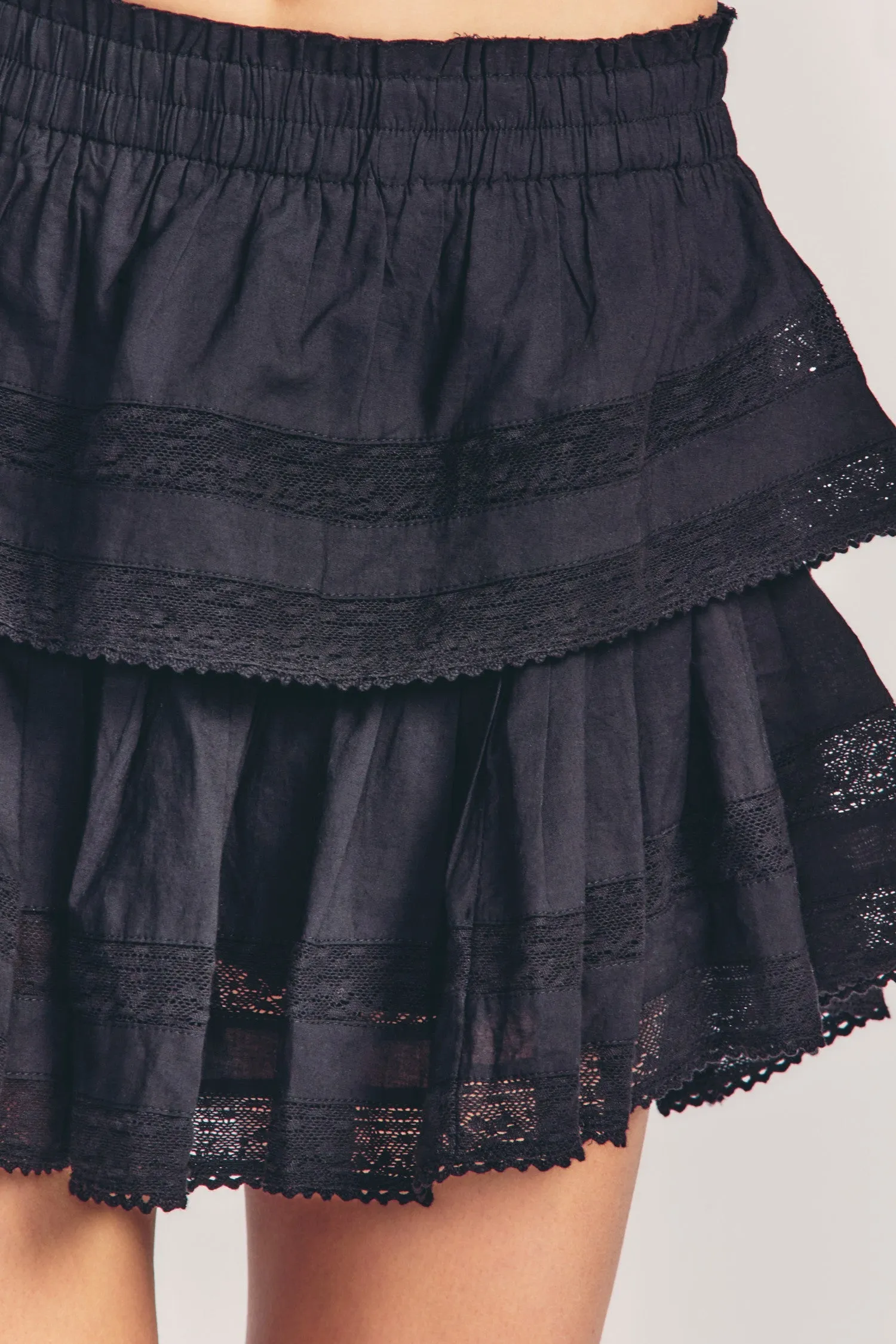 Ruffle Mini Skirt - Black