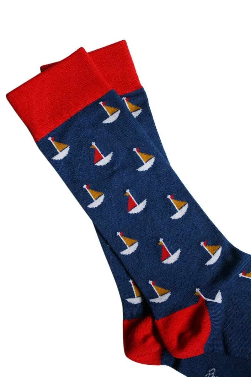 Sailing Boat Bamboo Socks by Swole Panda, Size 7-11