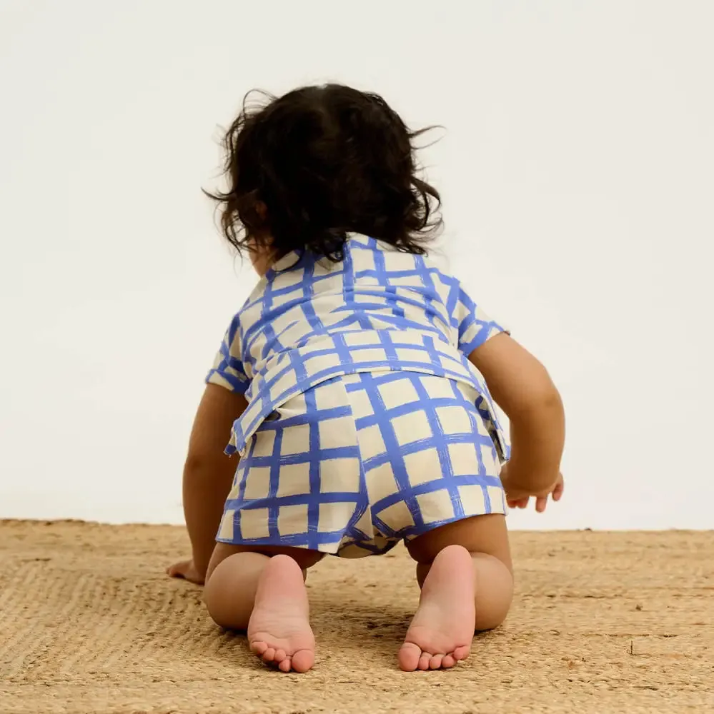 Sailor - Blue Checker Jersey Baby & Kids Shorts