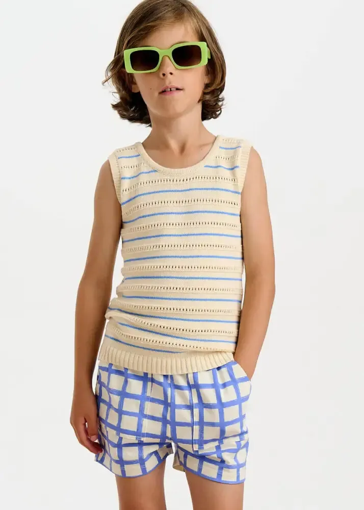 Sailor - Blue Checker Jersey Baby & Kids Shorts