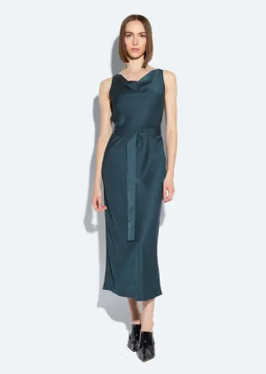 Satin Bias Belted Dress