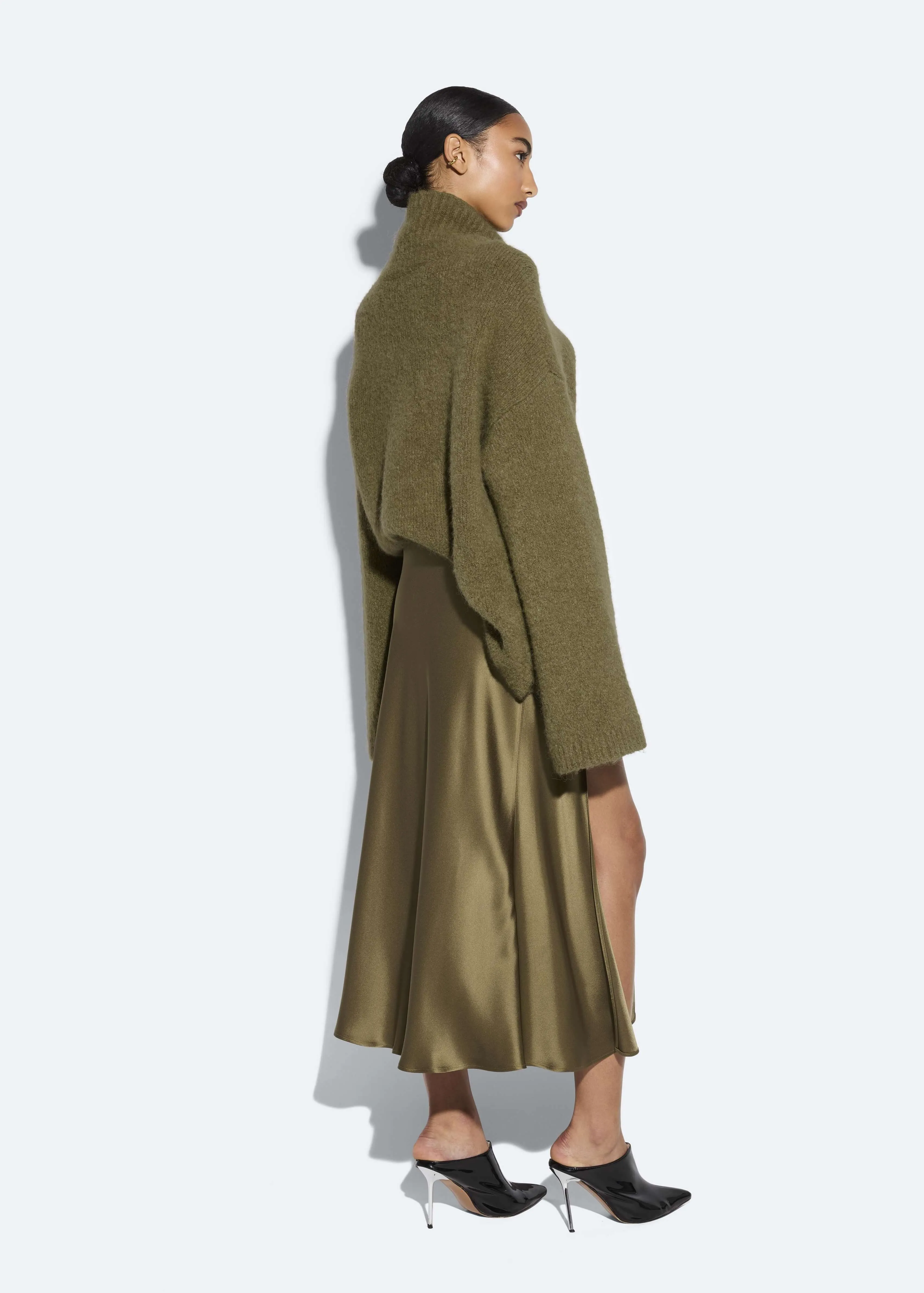 Satin Bias Midi Skirt