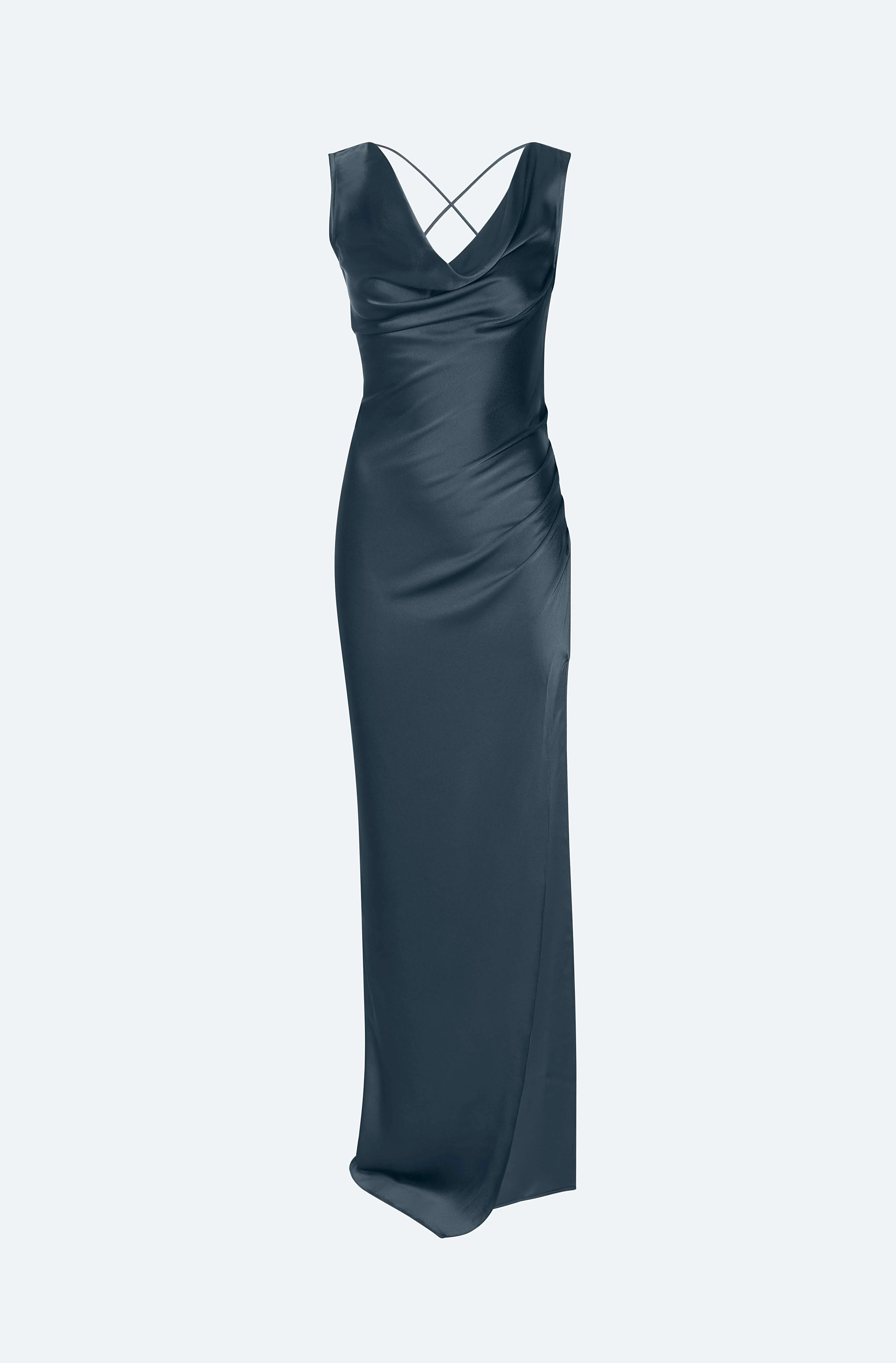 Satin Cowl Neck Gown