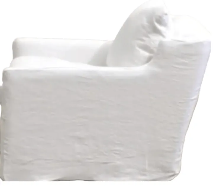 Skipper Belgium White Linen Swivel Slipcovered Chair
