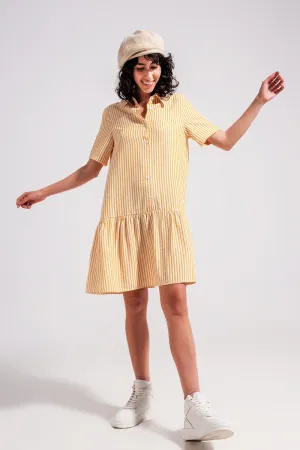 Stripe print mini dress in yellow