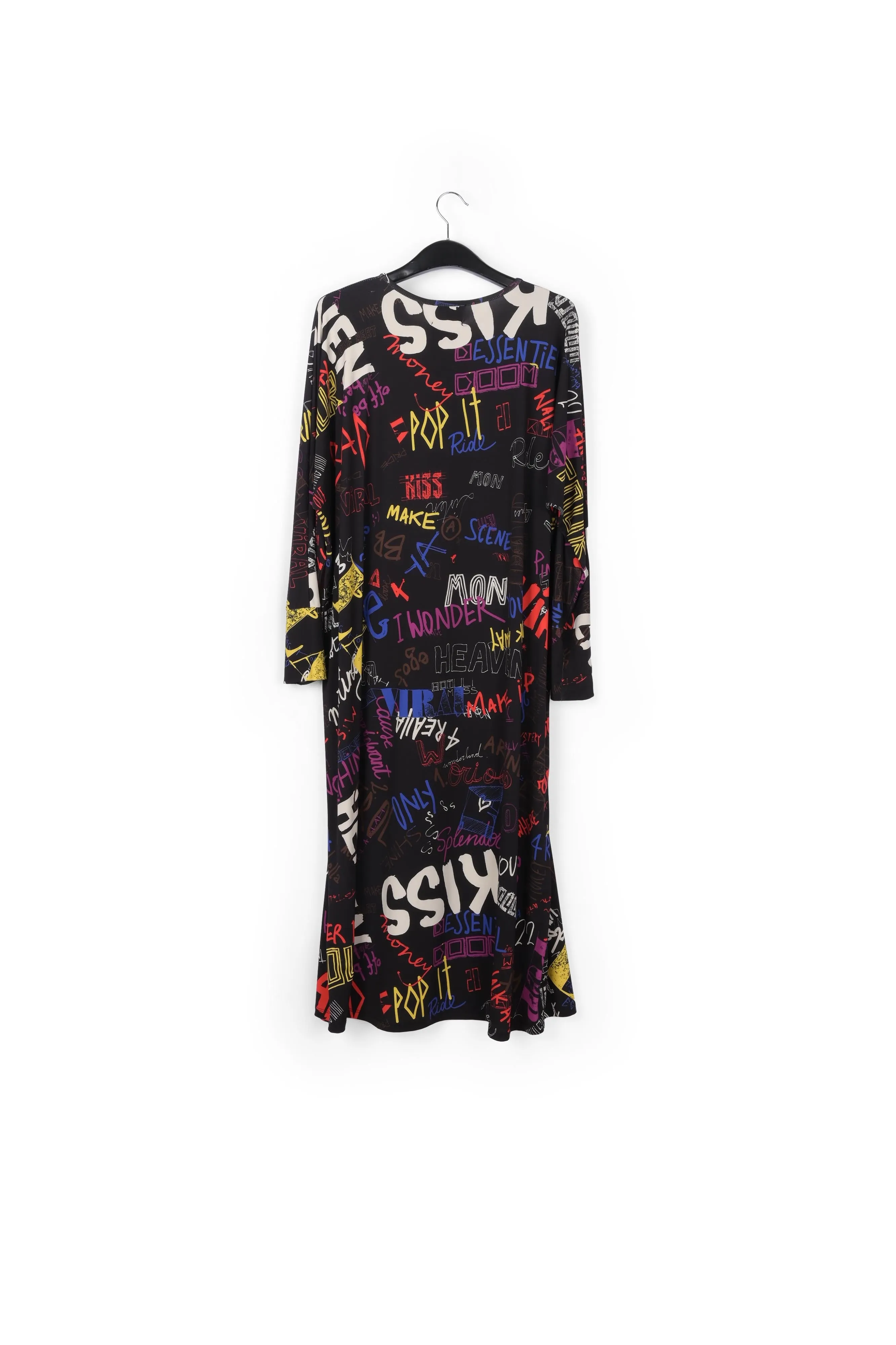 Text print midi-length dress