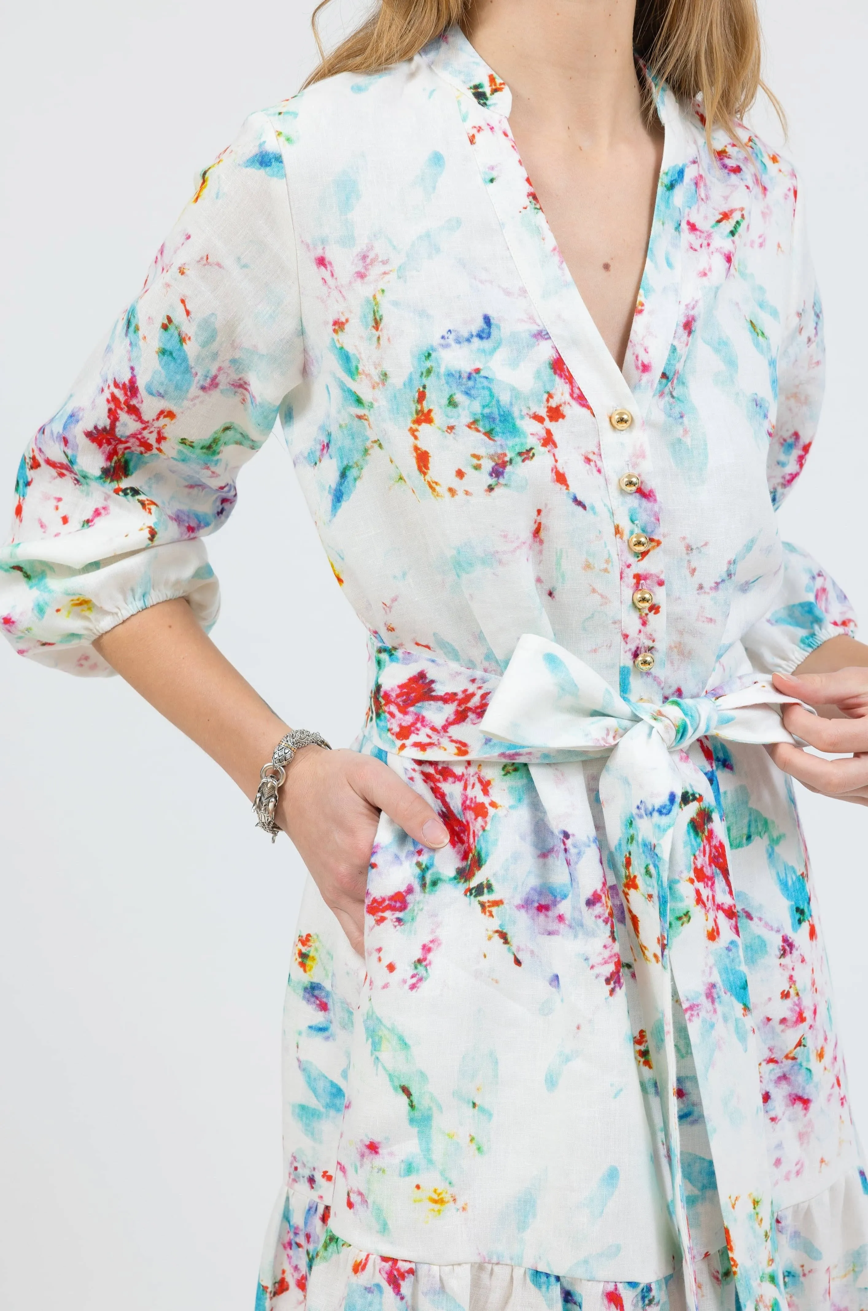 The St. Barts Belted Maxi Dress - Linen