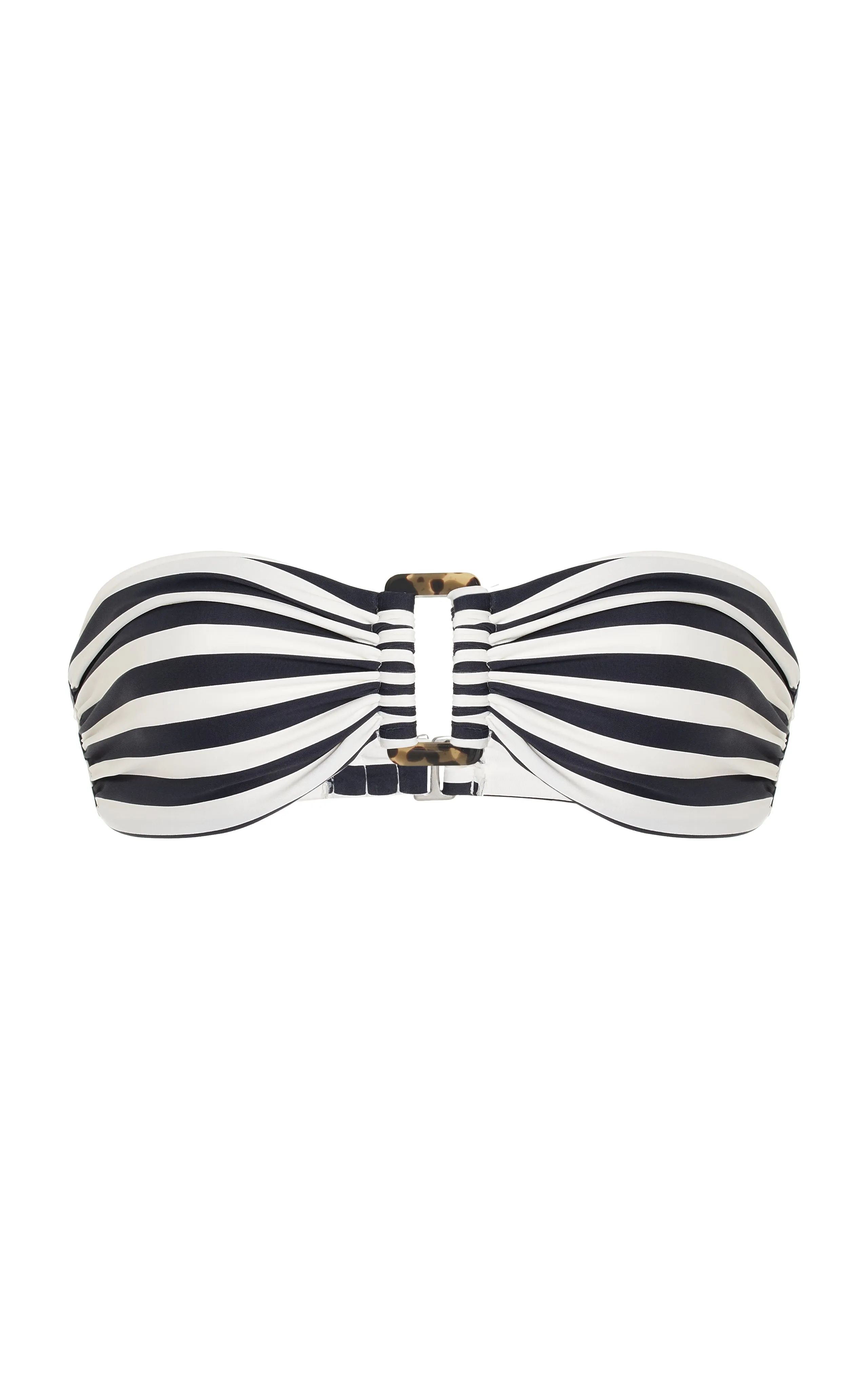 Tortoise Bandeau Bikini Top In Black Even Stripes