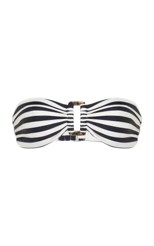 Tortoise Bandeau Bikini Top In Black Even Stripes