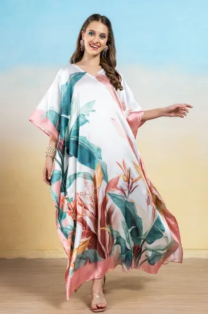 Tropical Breeze Soft Satin Women Dress Kaftan