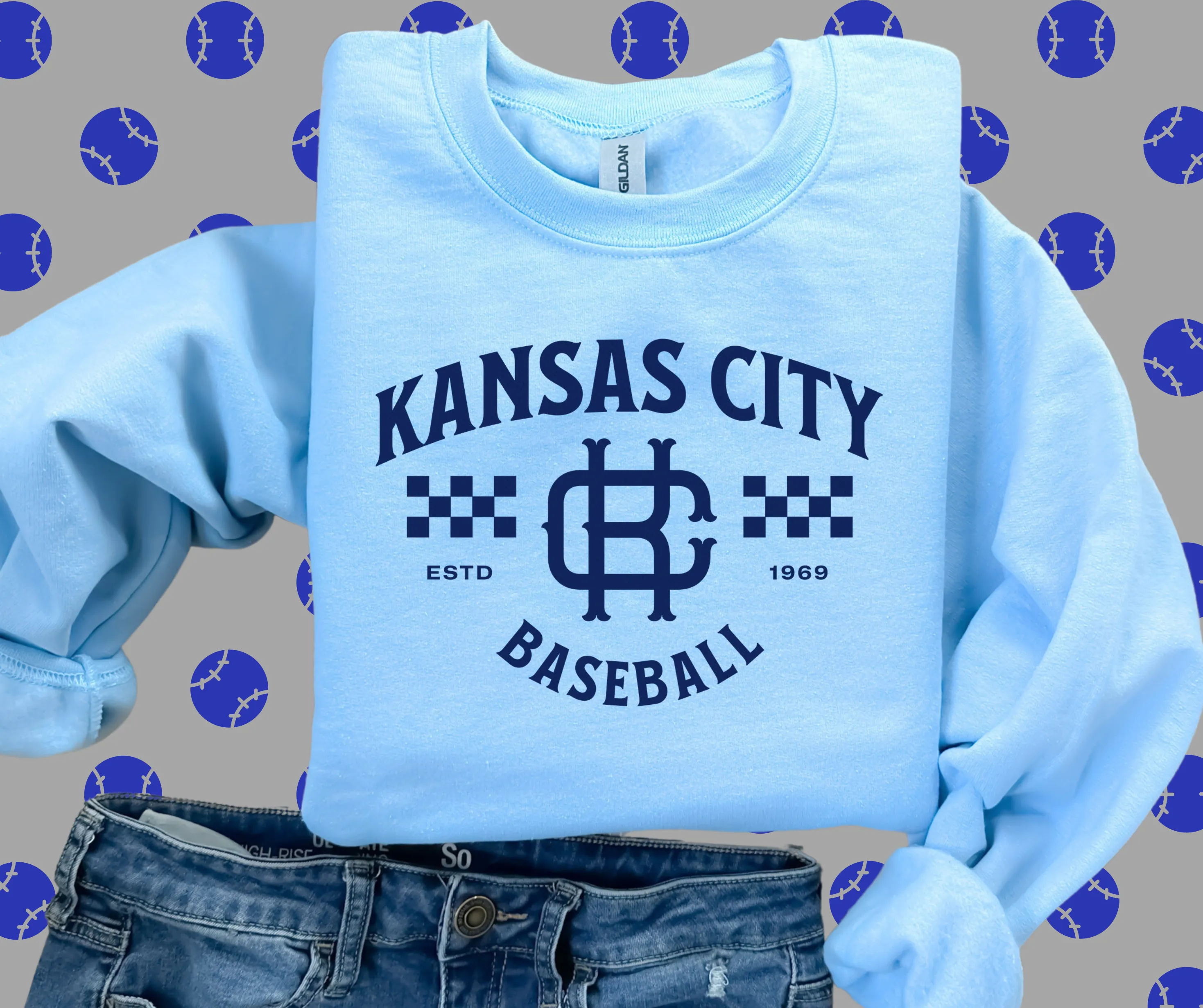 Vintage Kansas City Light Blue Graphic Sweatshirt