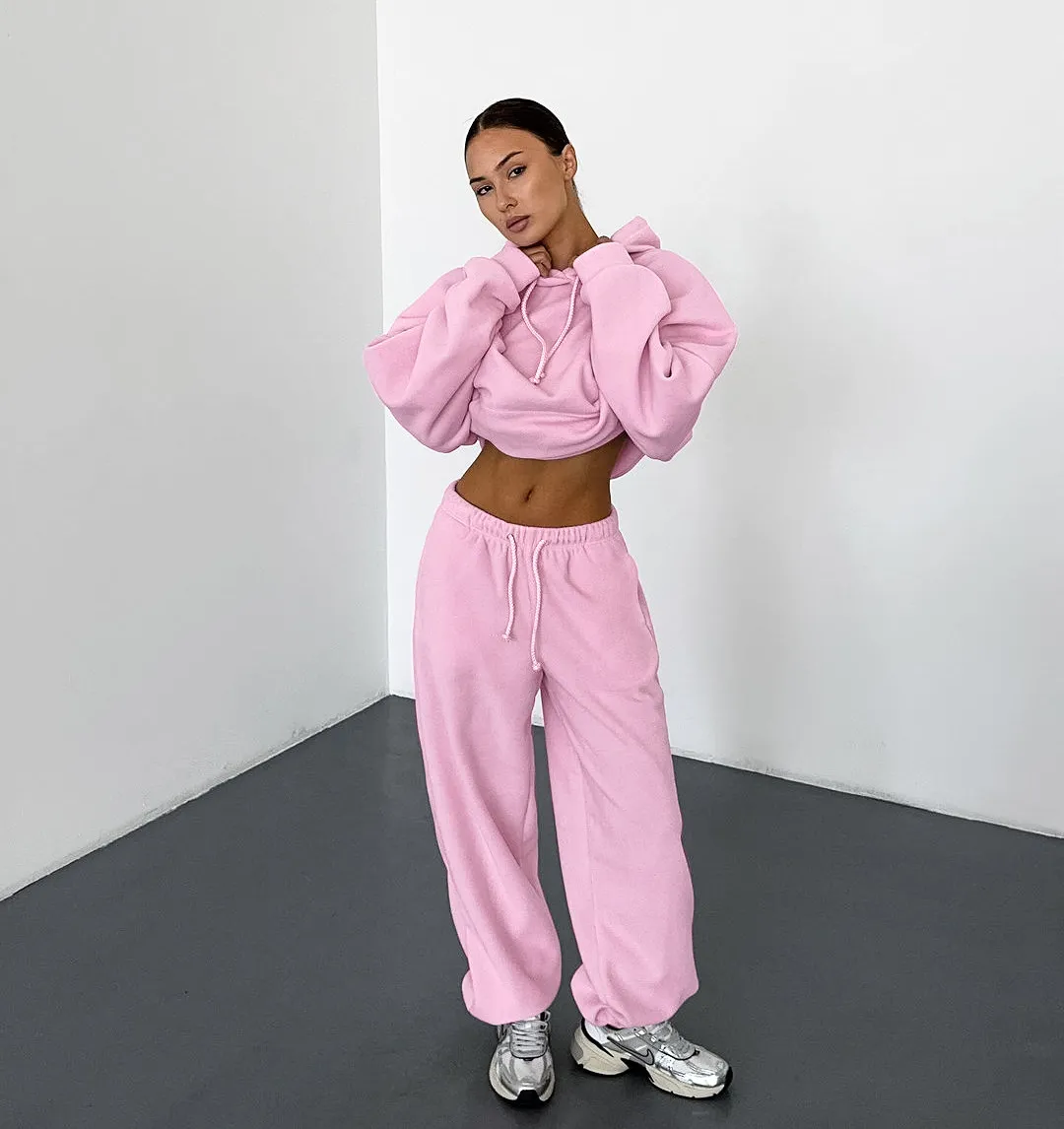 Women’s Comfy Oversized Lounge Jogger Set with Pocket Details