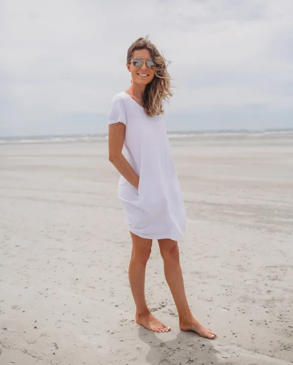 Women's Soft Supima Cotton Easy Cover-Up T-Shirt Pocket Dress | Teal