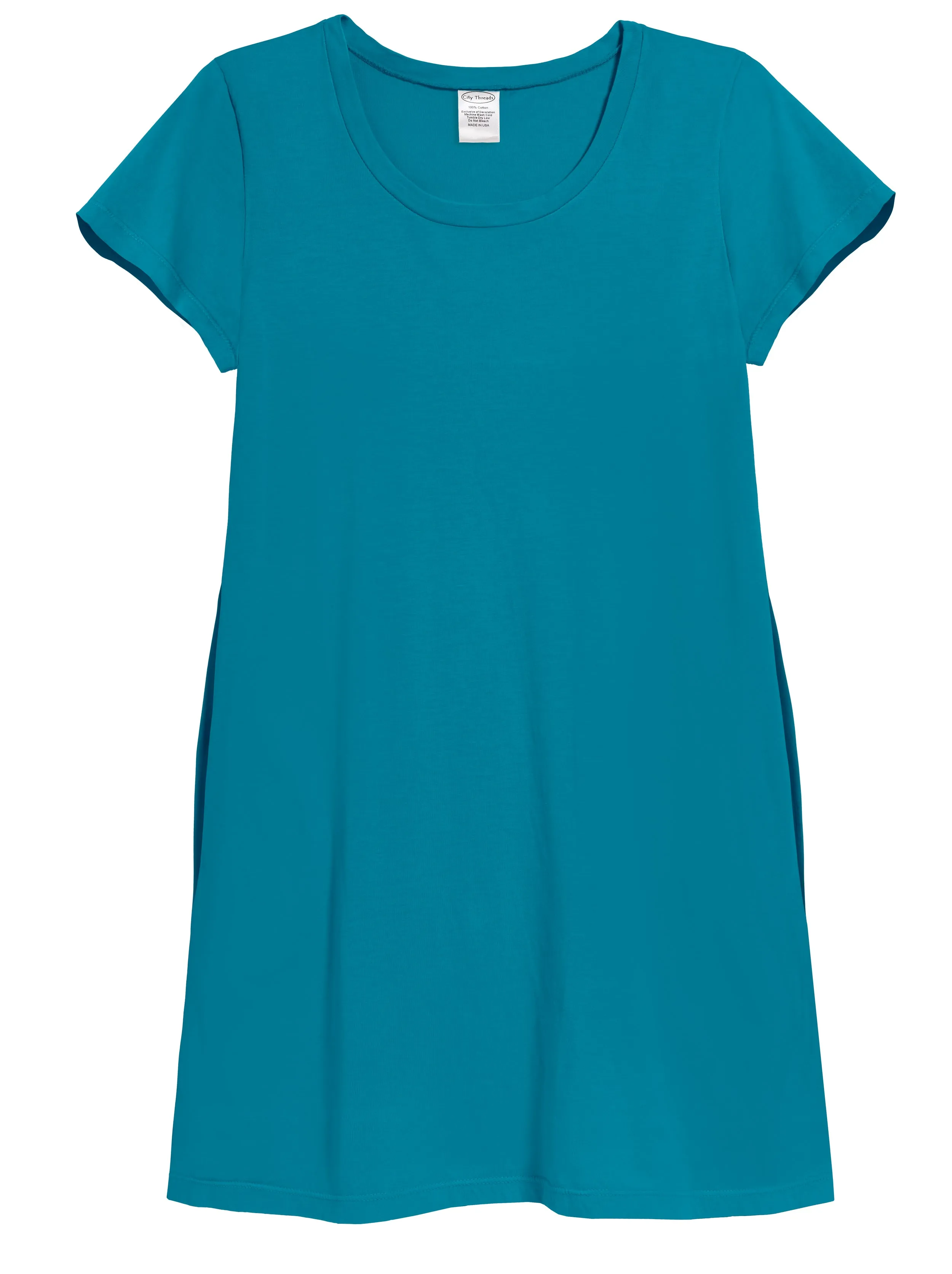 Women's Soft Supima Cotton Easy Cover-Up T-Shirt Pocket Dress | Teal