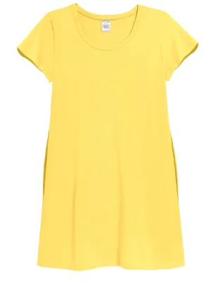 Women's Soft Supima Cotton Easy Cover-Up T-Shirt Pocket Dress | Yellow