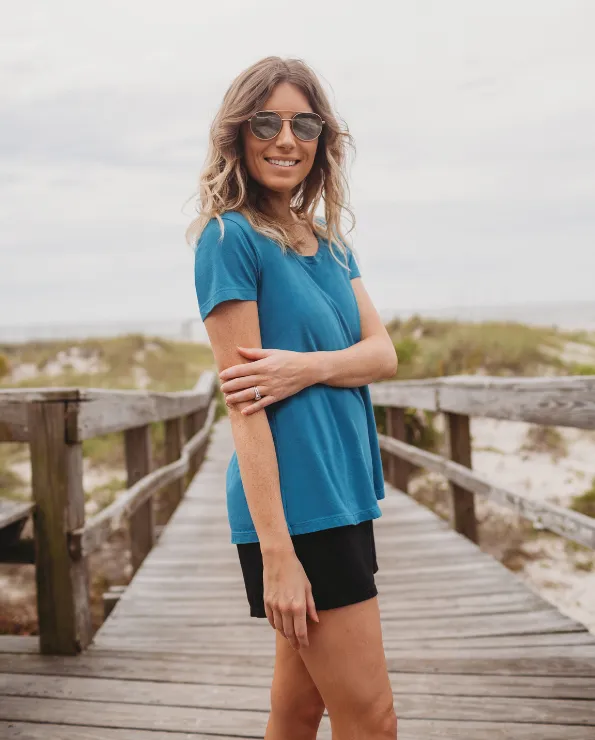 Women's Soft Supima Cotton Short Sleeve Everyday Comfy Crew Tee | Turtle