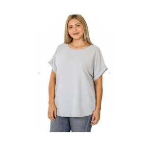 Woven Cuff Sleeve Blouse - Curvy Sizing