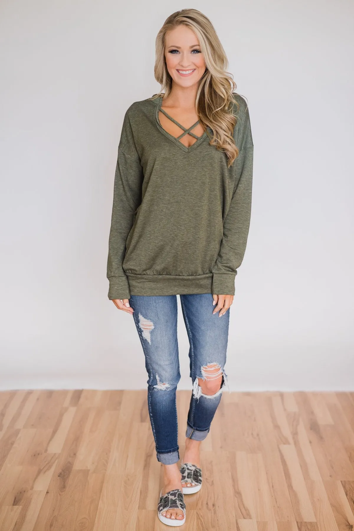 You Crossed My Path Sweatshirt- Olive