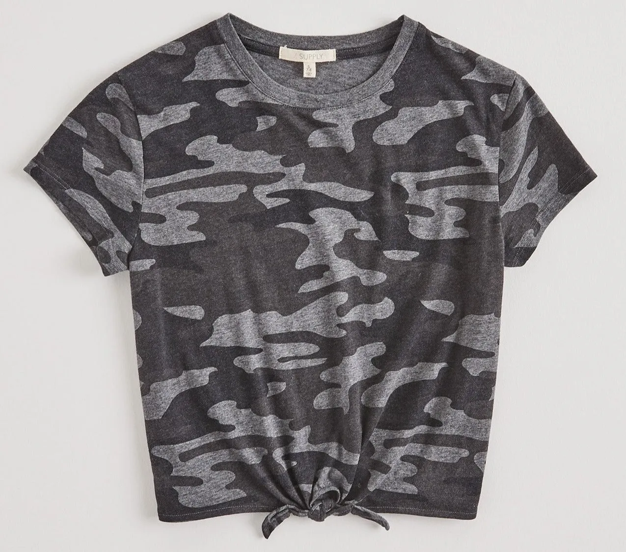 Z Supply Girls Memphis Camo Crew - Charcoal