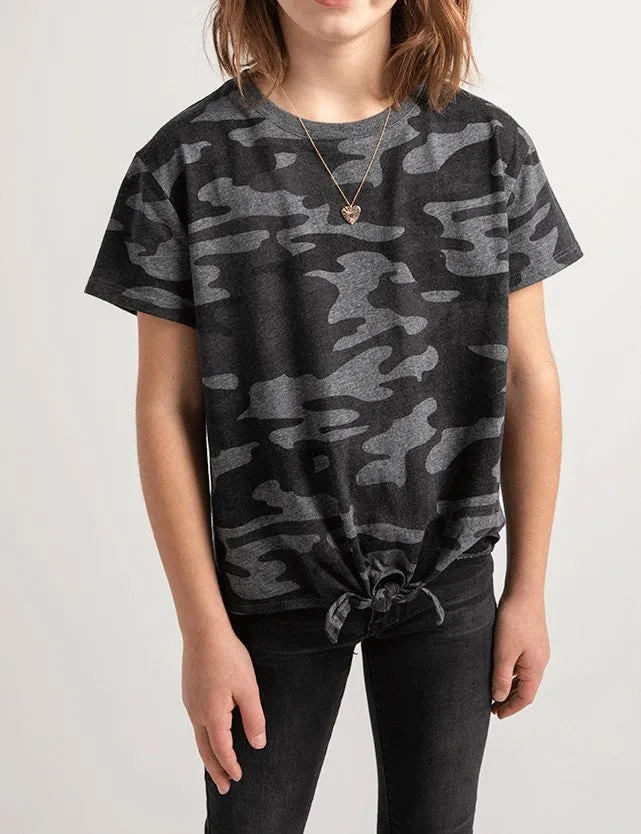 Z Supply Girls Memphis Camo Crew - Charcoal