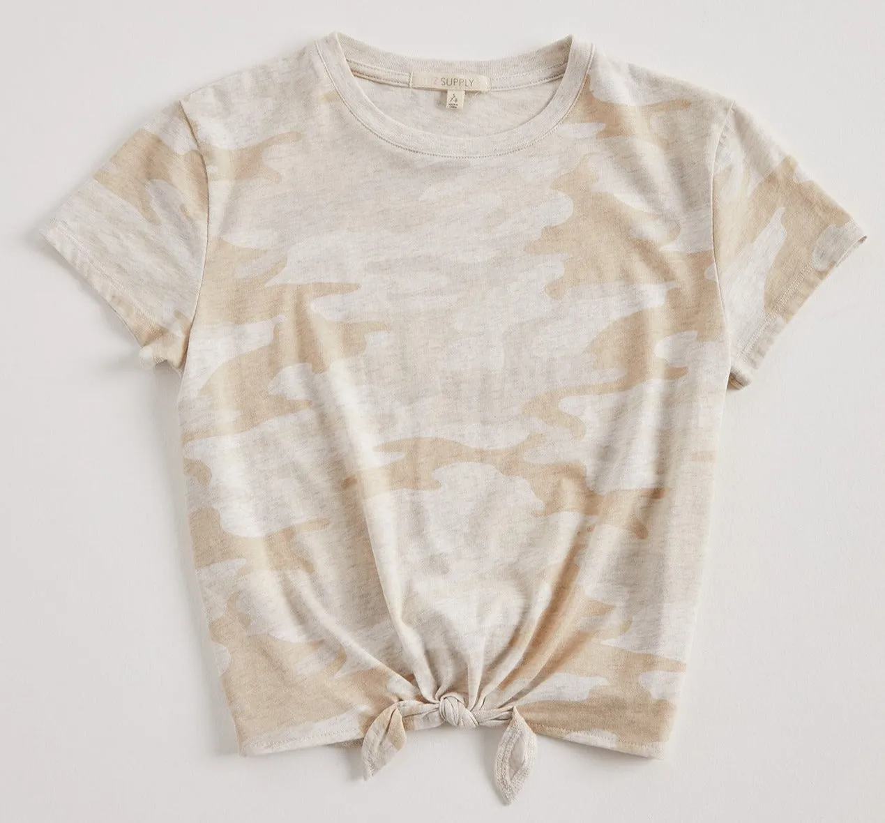 Z Supply Girls Memphis Camo Crew - Light Oatmeal